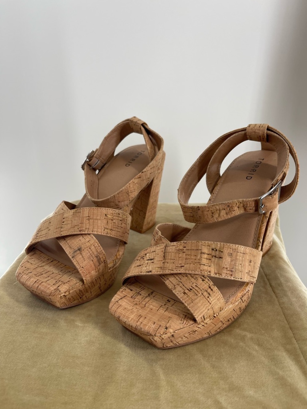 torrid Cork-Textured Crisscross Platform Sandals - cork look